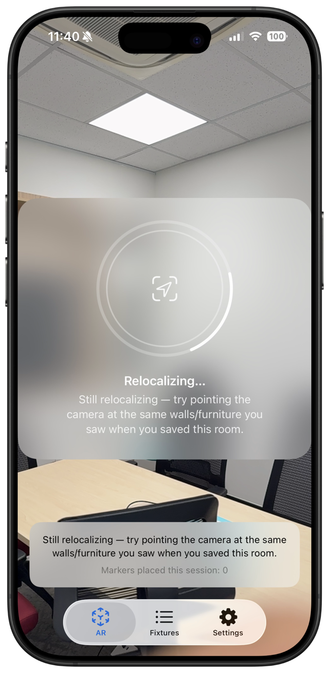 Husvarde relocalizing a previously scanned room